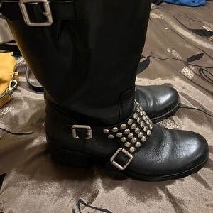 BCBG Black Studded Leather Boots